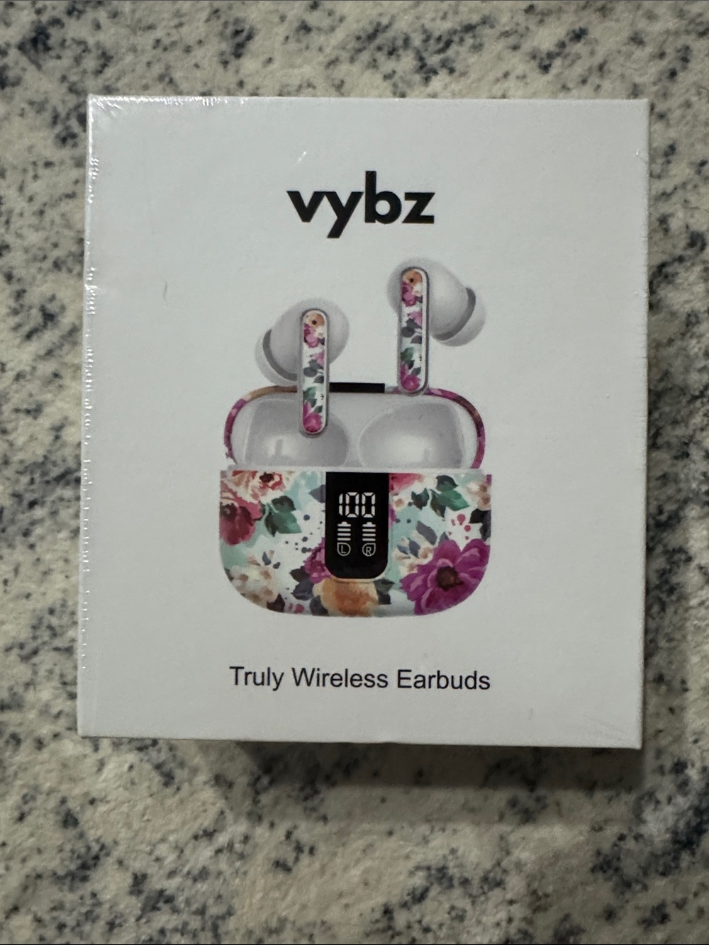 Vybz Floral True Wireless Earbuds — White with Multicolor Floral Design